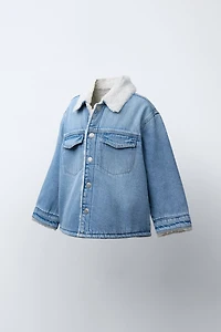 SURCHEMISE EN DENIM IMITATION PEAU DE MOUTON
