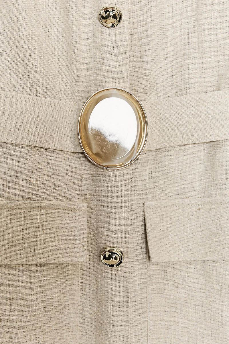 LINEN BUCKLE MIDI DRESS