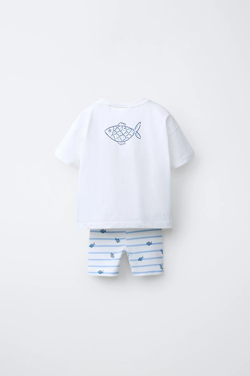 FISH T-SHIRT AND BIKER LEGGINGS SET