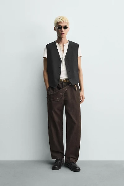 GILET DE COSTUME EN VISCOSE ET LIN