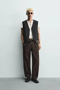 GILET DE COSTUME EN VISCOSE ET LIN