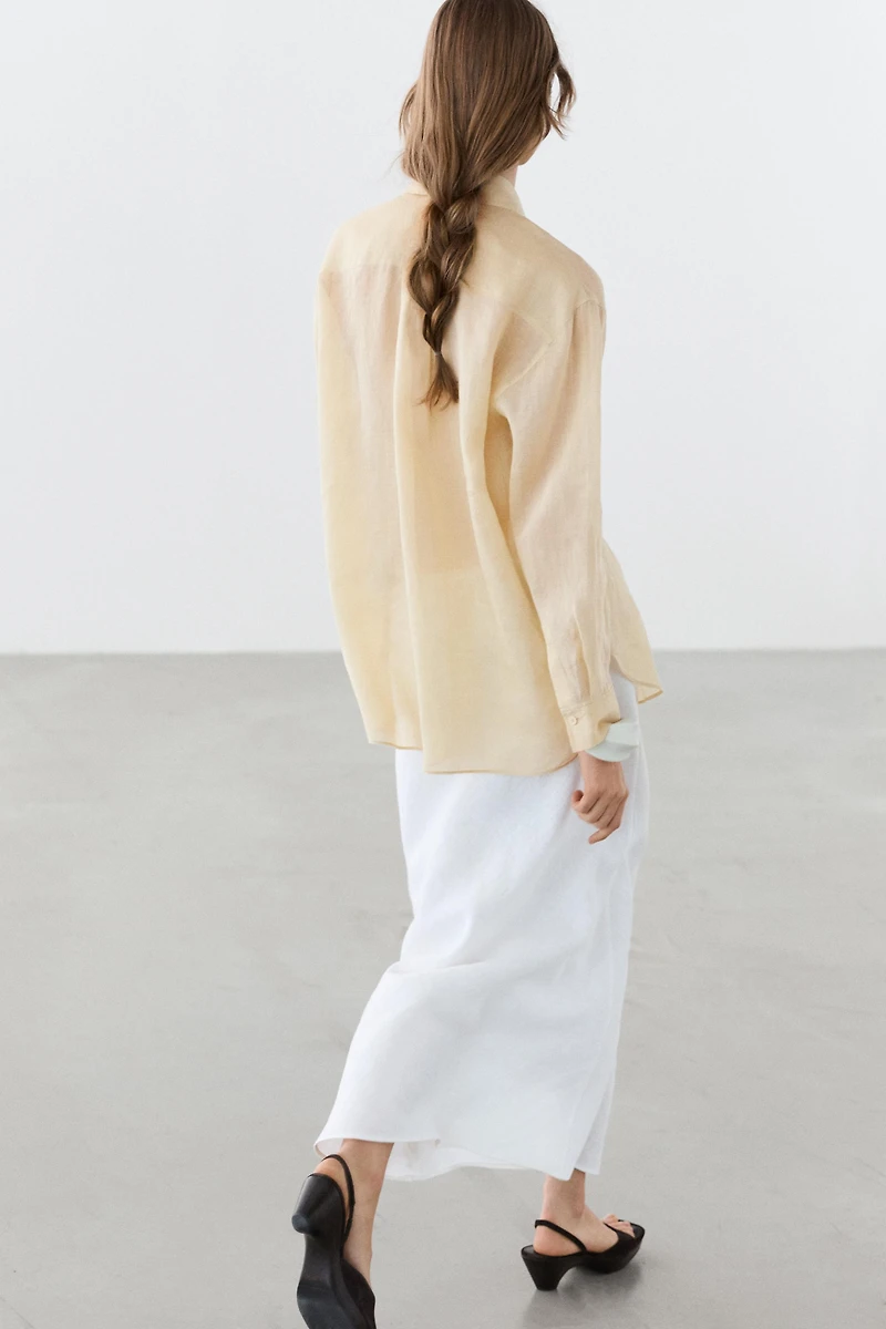 Flowing total look 100% ramie shirt