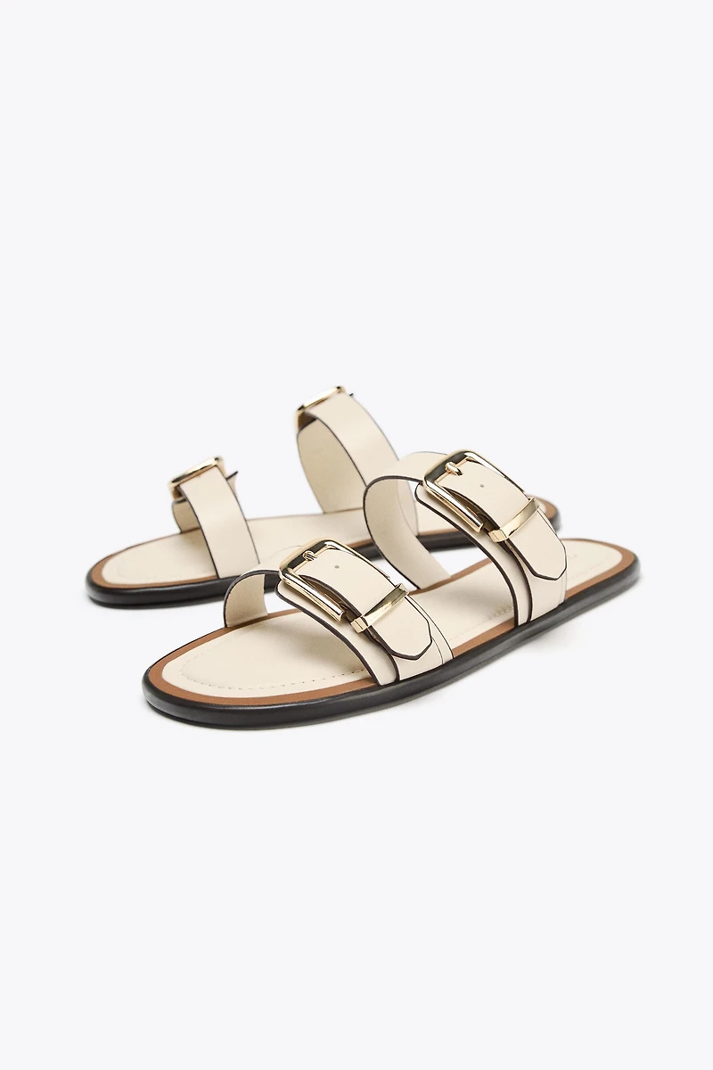 DOUBLE STRAP BUCKLE SANDALS