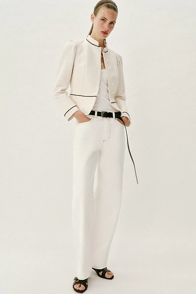 TAILORED CONTRAST PIPING BLAZER