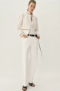 TAILORED CONTRAST PIPING BLAZER