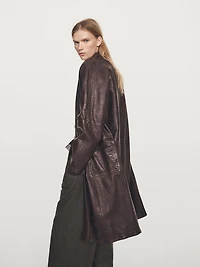 Long nappa leather coat