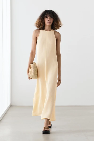 Flowing linen halter midi dress