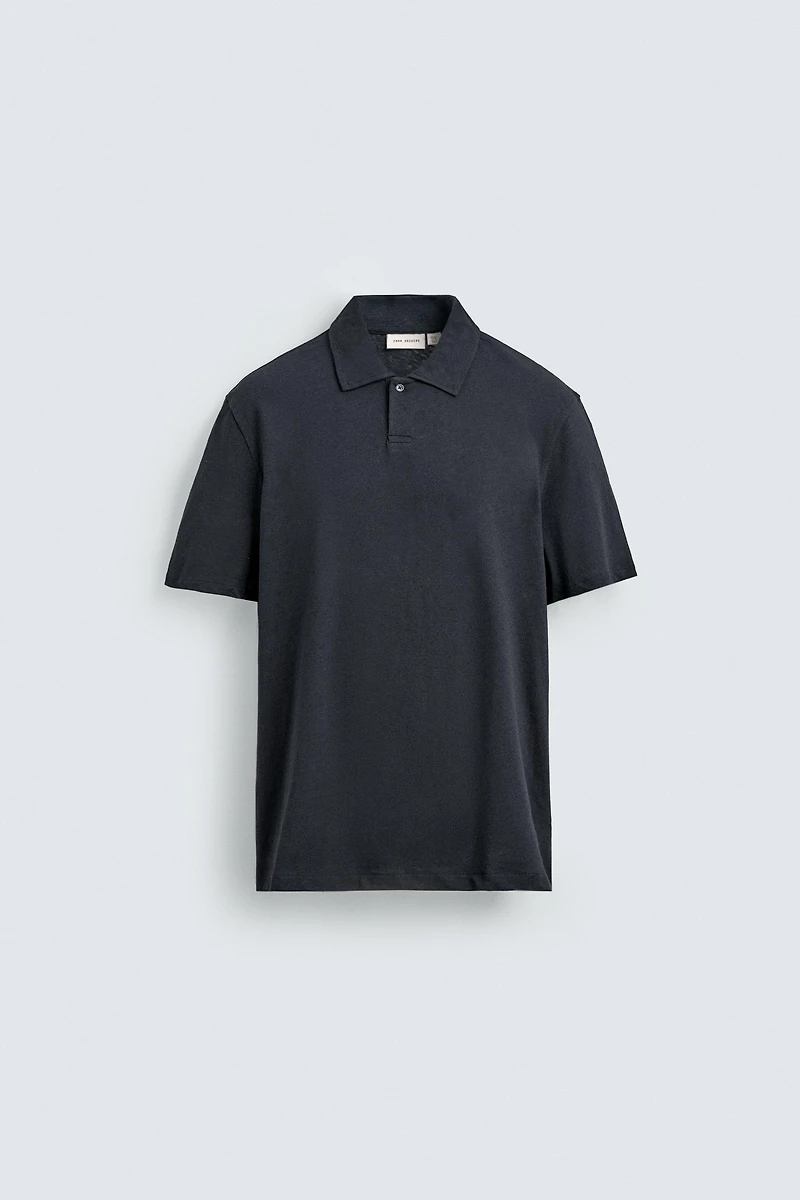REGULAR FIT COTTON-LINEN POLO