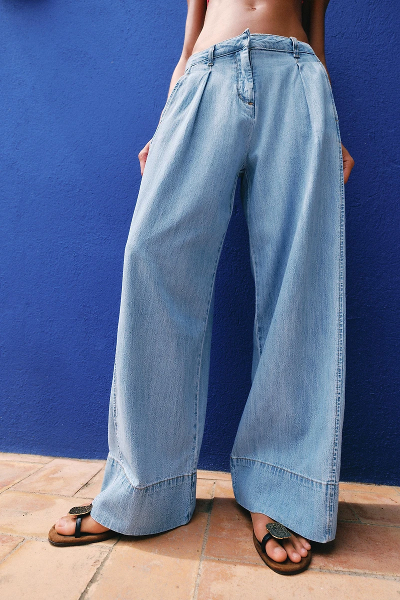 JEAN Z1975 À JAMBES LARGES TAILLE HAUTE PINCES