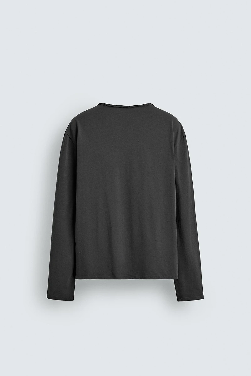 IRREGULAR HENLEY COLLAR T-SHIRT