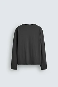 IRREGULAR HENLEY COLLAR T-SHIRT
