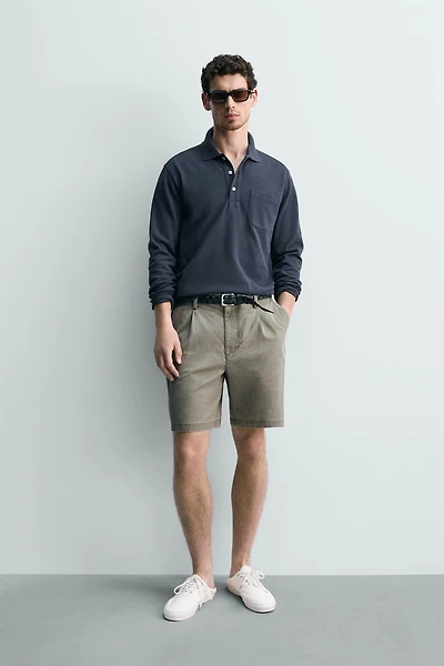 REGULAR FIT PLEATED SHORTS