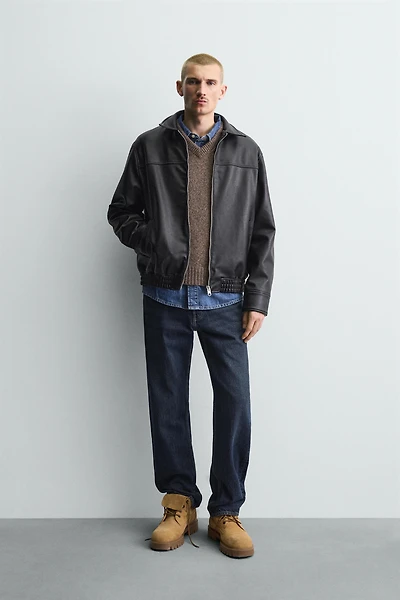 FAUX LEATHER BOMBER JACKET