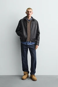 FAUX LEATHER BOMBER JACKET