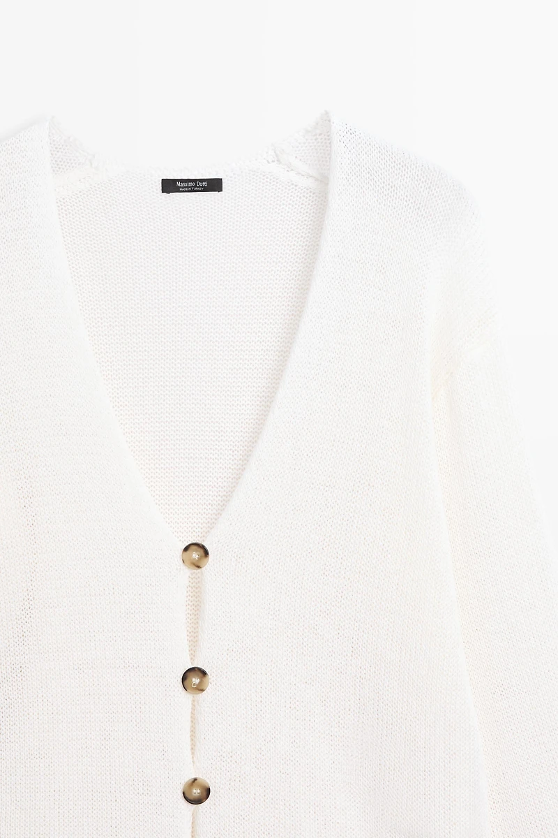 Cardigan long en maille à col V