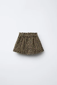 FINE-WALED CORDUROY ANIMAL PRINT SKIRT