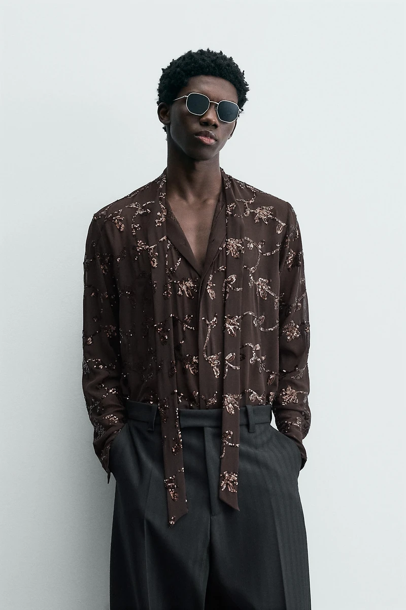 LIMITED EDITION SEQUIN SEMI-SHEER SHIRT