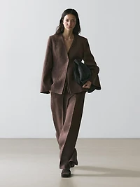 100% linen lapelless blazer