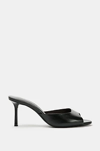 MULES À TALONS EN CUIR