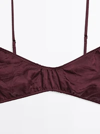 Gathered satin triangle bra