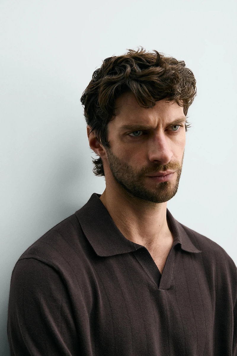 REGULAR FIT RIBBED KNIT POLO