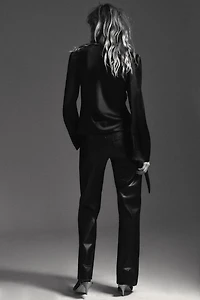 LOW-RISE FAUX LEATHER PANTS