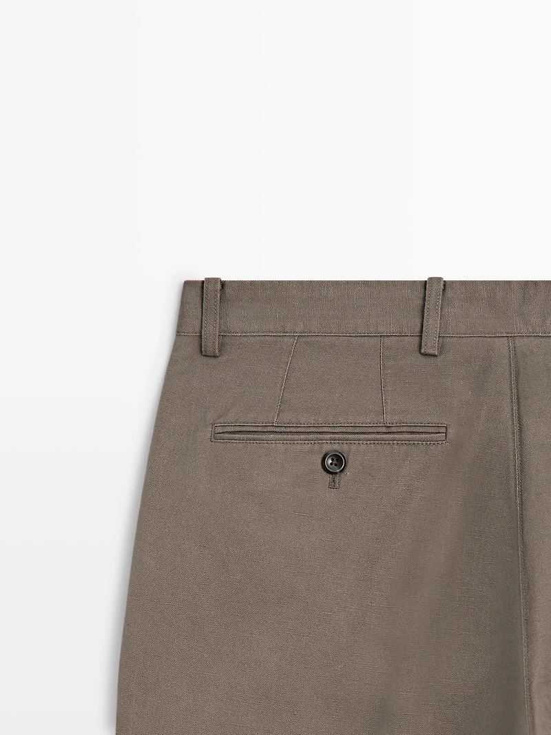 Cotton and linen tapered fit trousers