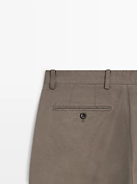 Cotton and linen tapered fit trousers