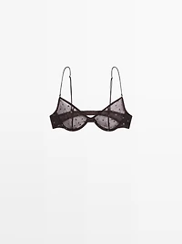 Semi-sheer polka dot bra
