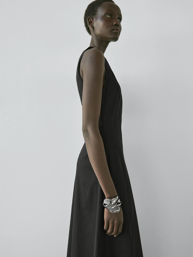 Long flowing linen blend dress