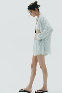 STRIPED GAUZE PAJAMA SHORTS