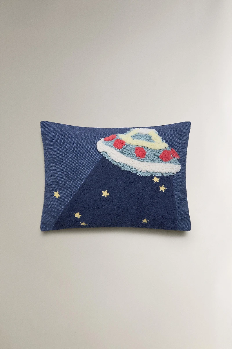 KIDS' FLYING SAUCER THROW PILLOW COVER