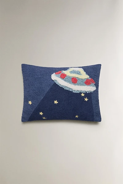 KIDS' FLYING SAUCER THROW PILLOW COVER