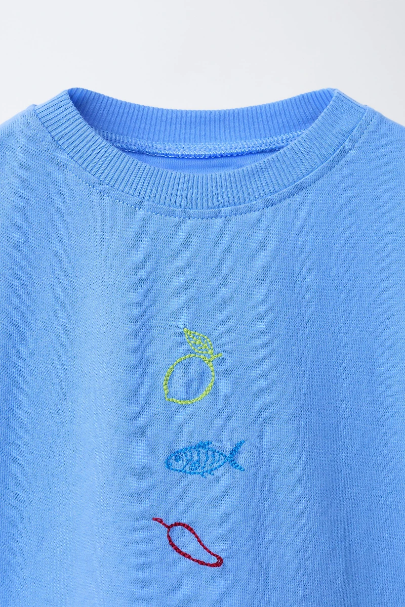 EMBROIDERED TEXT T-SHIRT
