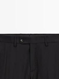 Wool blend flannel suit trousers