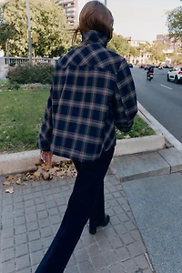 PLAID HOODED PUFFER JACKET