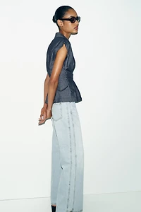 FITTED LINEN BLEND SHIRT WITH DARTS