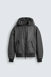 FAUX LEATHER REVERSIBLE BOMBER JACKET