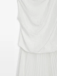 Long matching dress with pleated detail