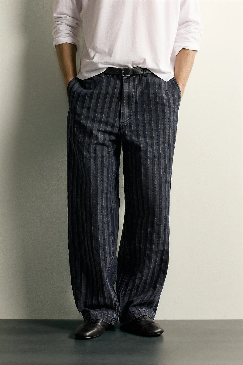 STRIPED RELAXED FIT CHINO PANTS