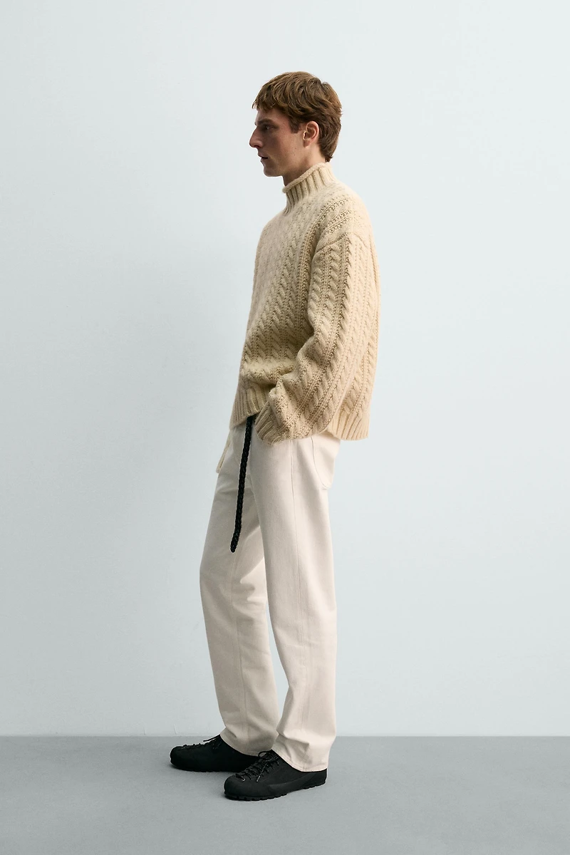WOOL CABLE KNIT JUMPER AARON LEVINE X ZARA