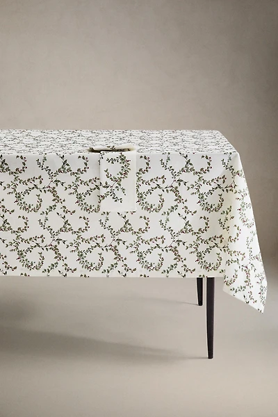 CHRISTMAS HOLLY LEAF COTTON TABLECLOTH