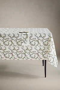 CHRISTMAS HOLLY LEAF COTTON TABLECLOTH