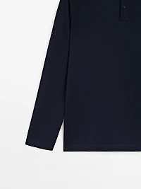 Polo manches longues en piqué mercerisé