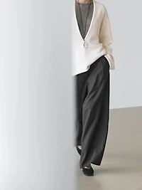 Striped wool blend wide-leg trousers