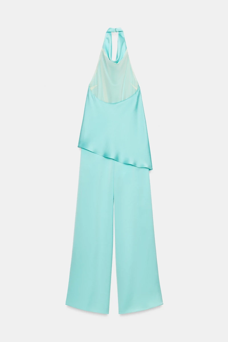 SATIN HALTER JUMPSUIT