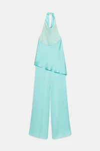 SATIN HALTER JUMPSUIT