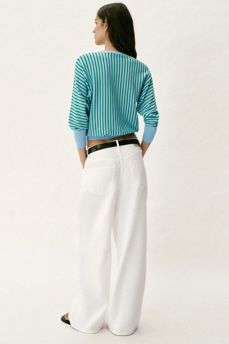 STRIPED KNIT SWEATSHIRT