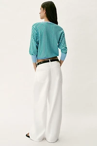 STRIPED KNIT SWEATSHIRT