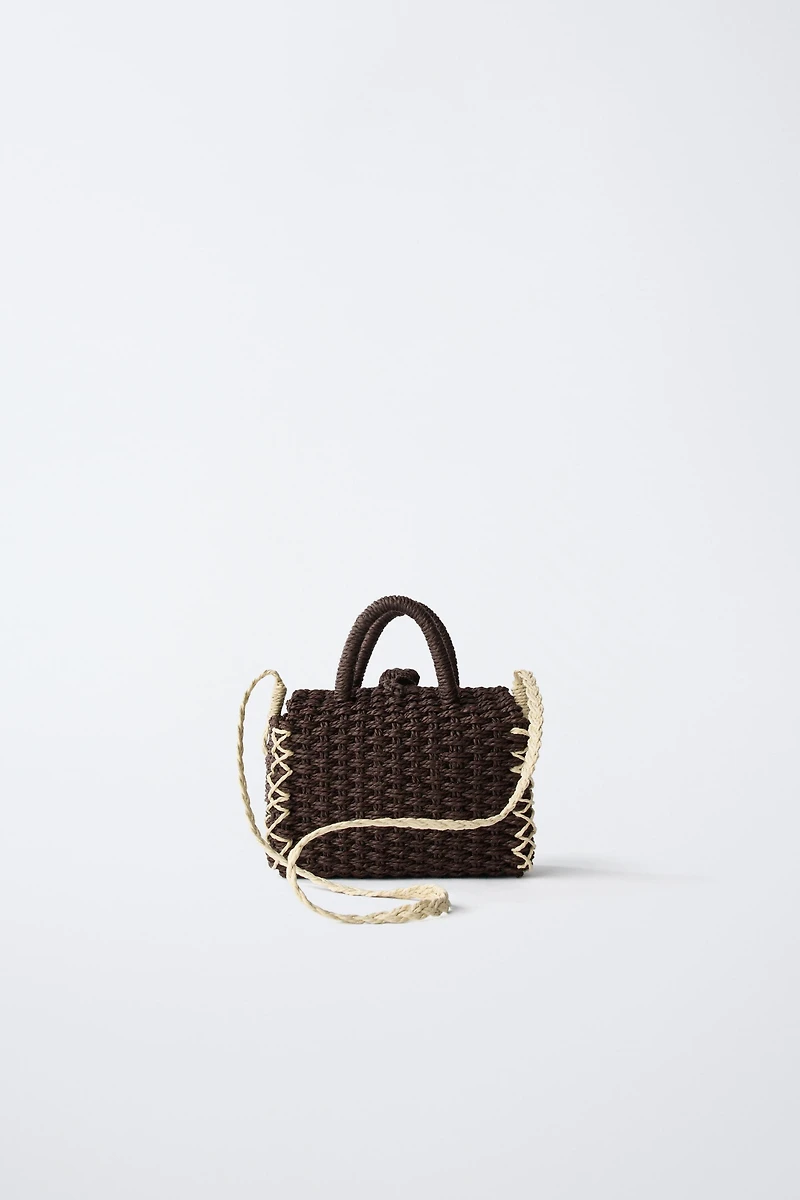 RAFFIA EFFECT POLKA DOT CROSSBODY BAG